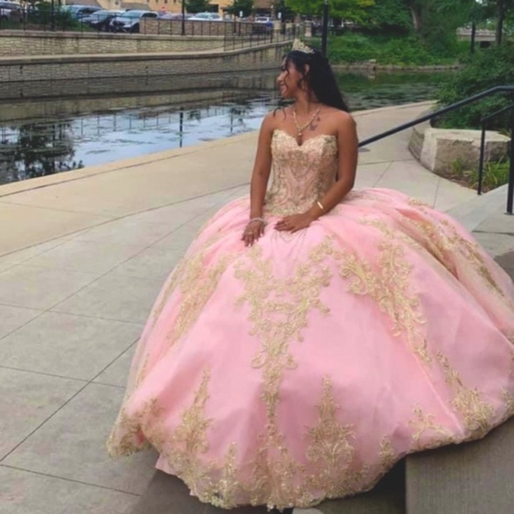 MORILEE BALLGOWN BLUSH PINK/GOLD (DRESS ONLY)